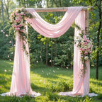 Wedding Arch Draping Fabric 2 Panels 18Ft Blush Chiffon Fabric Drapes Arbor Drapery for Wedding Ceremony