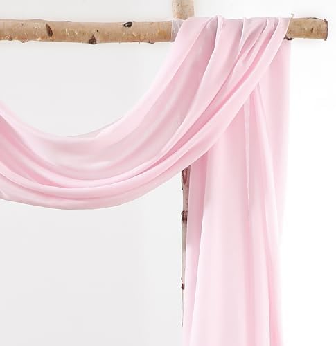 Wedding Arch Draping Fabric 2 Panels 18Ft Blush Chiffon Fabric Drapes Arbor Drapery for Wedding Ceremony, alternate view 3