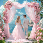 Wedding Arch Draping Fabric 2 Panels 18Ft Blush Chiffon Fabric Drapes Arbor Drapery for Wedding Ceremony, alternate view 5
