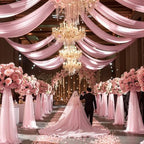 Wedding Arch Draping Fabric 2 Panels 18Ft Blush Chiffon Fabric Drapes Arbor Drapery for Wedding Ceremony, alternate view 6