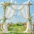 Wedding Arch Draping Fabric, 2 Panels 18FT Cream White Sheer Backdrop Curtain Chiffon Fabric Drapery Voile Scarf