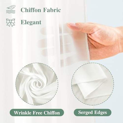 Wedding Arch Draping Fabric, 2 Panels 18FT Cream White Sheer Backdrop Curtain Chiffon Fabric Drapery Voile Scarf, alternate