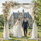 Wedding Arch Draping Fabric, 2 Panels 18FT Cream White Sheer Backdrop Curtain Chiffon Fabric Drapery Voile Scarf, alternate