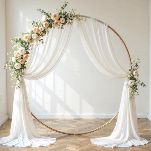 Wedding Arch Draping Fabric, 2 Panels 18FT Cream White Sheer Backdrop Curtain Chiffon Fabric Drapery Voile Scarf, alternate