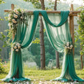 Wedding Arch Draping Fabric, 2 Panels 18FT Emerald Green Sheer Backdrop Curtain Chiffon Fabric Drapery Voile