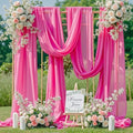 Wedding Arch Draping Fabric, 2 Panels 18FT Hot Pink Sheer Backdrop Curtain Chiffon Fabric Drapery Voile Scarf