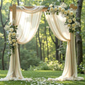 Wedding Arch Draping Fabric, 2 Panels 18FT Nude Sheer Backdrop Curtain Chiffon Fabric Drapery Voile Scarf