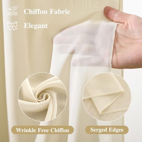 Wedding Arch Draping Fabric, 2 Panels 18FT Nude Sheer Backdrop Curtain Chiffon Fabric Drapery Voile Scarf, alternate view 2