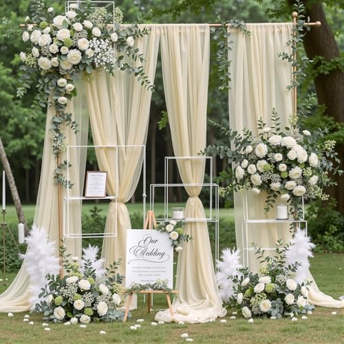 Wedding Arch Draping Fabric, 2 Panels 18FT Nude Sheer Backdrop Curtain Chiffon Fabric Drapery Voile Scarf, alternate view 5