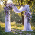 Wedding Arch Draping Fabric, 2 Panels 18FT Purple Sheer Backdrop Curtain Chiffon Fabric Drapery Voile Scarf