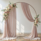 Wedding Arch Draping Fabric, 2 Panels 18FT Taupe Sheer Backdrop Curtain Chiffon Fabric Drapery Voile Scarf, alternate view 4