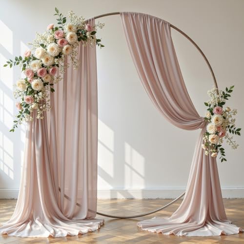 Wedding Arch Draping Fabric, 2 Panels 18FT Taupe Sheer Backdrop Curtain Chiffon Fabric Drapery Voile Scarf, alternate view 4