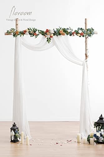 Wedding Arch Draping Fabric 2 Panels 19Ft White Chiffon Fabric Drapes Arbor Drapery Wedding Ceremony Reception, alternate