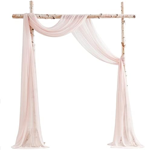 Wedding Arch Draping Fabric 2 Panels 20Ft Blush Chiffon Fabric Drapes Arbor Drapery Wedding Ceremony Reception
