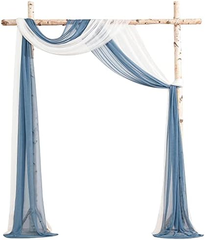 Wedding Arch Draping Fabric 2 Panels 20Ft Chiffon Fabric Drapes Arbor Drapery Wedding Ceremony Reception Swag