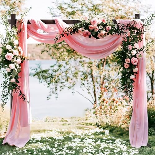 Wedding Arch Draping Fabric 2 Panels 20Ft Length x 28" Width Blush Pink Photography Arch Drapes Chiffon Fabric, alternate