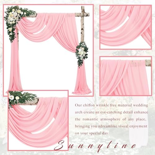 Wedding Arch Draping Fabric 2 Panels 20Ft Length x 28" Width Blush Pink Photography Arch Drapes Chiffon Fabric, alternate