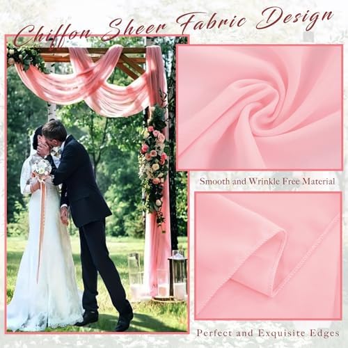 Wedding Arch Draping Fabric 2 Panels 20Ft Length x 28" Width Blush Pink Photography Arch Drapes Chiffon Fabric, alternate