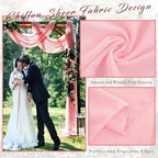 Wedding Arch Draping Fabric 2 Panels 20Ft Length x 28" Width Blush Pink Photography Arch Drapes Chiffon Fabric, alternate