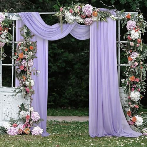 Wedding Arch Draping Fabric 2 Panels 20Ft Length x 28" Width Lilac Arch Drapes Chiffon Fabric Sheer Curtains, alternate view