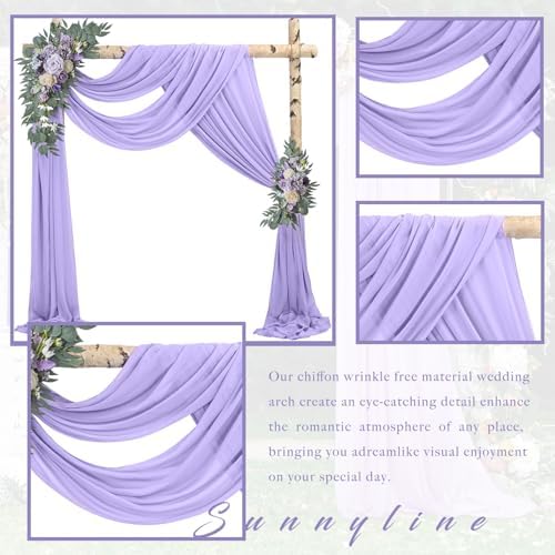 Wedding Arch Draping Fabric 2 Panels 20Ft Length x 28" Width Lilac Arch Drapes Chiffon Fabric Sheer Curtains, alternate view