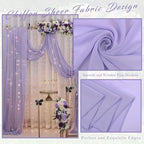 Wedding Arch Draping Fabric 2 Panels 20Ft Length x 28" Width Lilac Arch Drapes Chiffon Fabric Sheer Curtains, alternate view