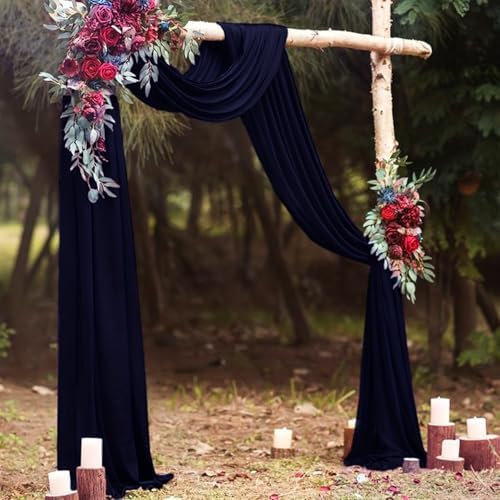 Wedding Arch Draping Fabric 2 Panels 20Ft Length x 28" Width Navy Blue Arch Drapes Chiffon Fabric Sheer Curtains, alternate