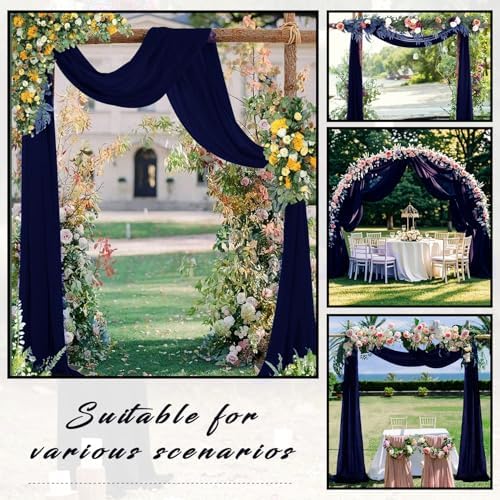 Wedding Arch Draping Fabric 2 Panels 20Ft Length x 28" Width Navy Blue Arch Drapes Chiffon Fabric Sheer Curtains, alternate