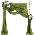 Wedding Arch Draping Fabric 2 Panels 20Ft Length x 28" Width Olive Green Arch Drapes Chiffon Fabric Sheer