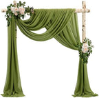 Wedding Arch Draping Fabric 2 Panels 20Ft Length x 28" Width Olive Green Arch Drapes Chiffon Fabric Sheer