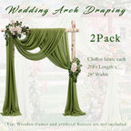 Wedding Arch Draping Fabric 2 Panels 20Ft Length x 28" Width Olive Green Arch Drapes Chiffon Fabric Sheer, alternate view 6