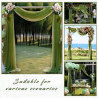 Wedding Arch Draping Fabric 2 Panels 20Ft Length x 28" Width Olive Green Arch Drapes Chiffon Fabric Sheer, alternate view 7