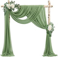 Wedding Arch Draping Fabric 2 Panels 20Ft Length x 28" Width Sage Green Arch Drapes Chiffon Fabric Sheer