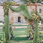 Wedding Arch Draping Fabric 2 Panels 20Ft Length x 28" Width Sage Green Arch Drapes Chiffon Fabric Sheer, alternate view 2