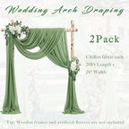 Wedding Arch Draping Fabric 2 Panels 20Ft Length x 28" Width Sage Green Arch Drapes Chiffon Fabric Sheer, alternate view 6