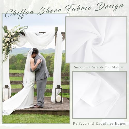 Wedding Arch Draping Fabric 2 Panels 20Ft Length x 28" Width White Arch Drapes Chiffon Fabric Sheer Curtains, alternate view