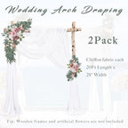 Wedding Arch Draping Fabric 2 Panels 20Ft Length x 28" Width White Arch Drapes Chiffon Fabric Sheer Curtains, alternate view