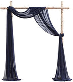 Wedding Arch Draping Fabric 2 Panels 20Ft Navy Blue Chiffon Fabric Drapes Arbor Drapery Wedding Ceremony