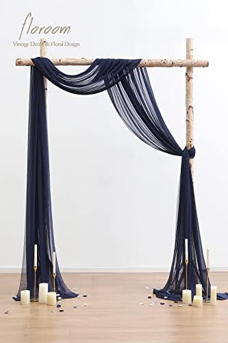 Wedding Arch Draping Fabric 2 Panels 20Ft Navy Blue Chiffon Fabric Drapes Arbor Drapery Wedding Ceremony, alternate view 2