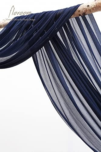 Wedding Arch Draping Fabric 2 Panels 20Ft Navy Blue Chiffon Fabric Drapes Arbor Drapery Wedding Ceremony, alternate view 3