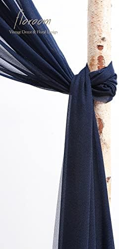 Wedding Arch Draping Fabric 2 Panels 20Ft Navy Blue Chiffon Fabric Drapes Arbor Drapery Wedding Ceremony, alternate view 4