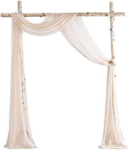 Wedding Arch Draping Fabric 2 Panels 20Ft Nude Chiffon Fabric Drapes Arbor Drapery Wedding Ceremony Reception