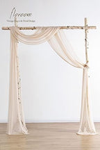 Wedding Arch Draping Fabric 2 Panels 20Ft Nude Chiffon Fabric Drapes Arbor Drapery Wedding Ceremony Reception, alternate view