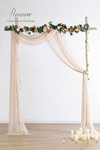 Wedding Arch Draping Fabric 2 Panels 20Ft Nude Chiffon Fabric Drapes Arbor Drapery Wedding Ceremony Reception, alternate view