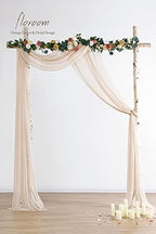 Wedding Arch Draping Fabric 2 Panels 20Ft Nude Chiffon Fabric Drapes Arbor Drapery Wedding Ceremony Reception, alternate view