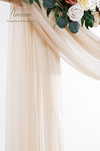Wedding Arch Draping Fabric 2 Panels 20Ft Nude Chiffon Fabric Drapes Arbor Drapery Wedding Ceremony Reception, alternate view