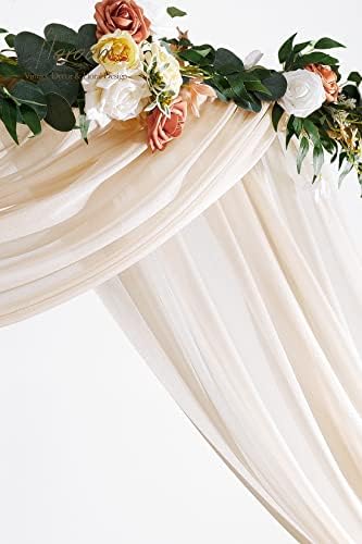 Wedding Arch Draping Fabric 2 Panels 20Ft Nude Chiffon Fabric Drapes Arbor Drapery Wedding Ceremony Reception, alternate view