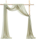 Wedding Arch Draping Fabric 2 Panels 20Ft Sage Green Chiffon Fabric Drapes Arbor Drapery Wedding Ceremony
