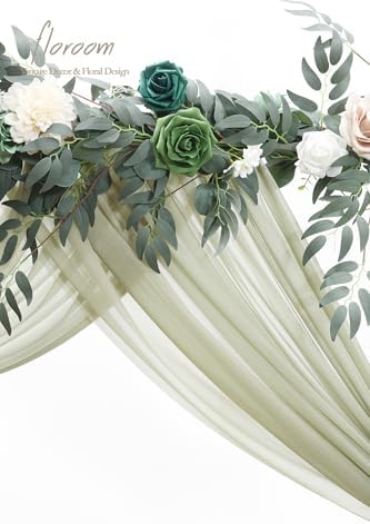Wedding Arch Draping Fabric 2 Panels 20Ft Sage Green Chiffon Fabric Drapes Arbor Drapery Wedding Ceremony, alternate view 3
