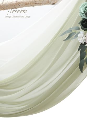 Wedding Arch Draping Fabric 2 Panels 20Ft Sage Green Chiffon Fabric Drapes Arbor Drapery Wedding Ceremony, alternate view 5